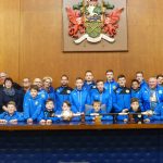 Mayor bids “guten Tag” to young visitors from Wrexham’s twin