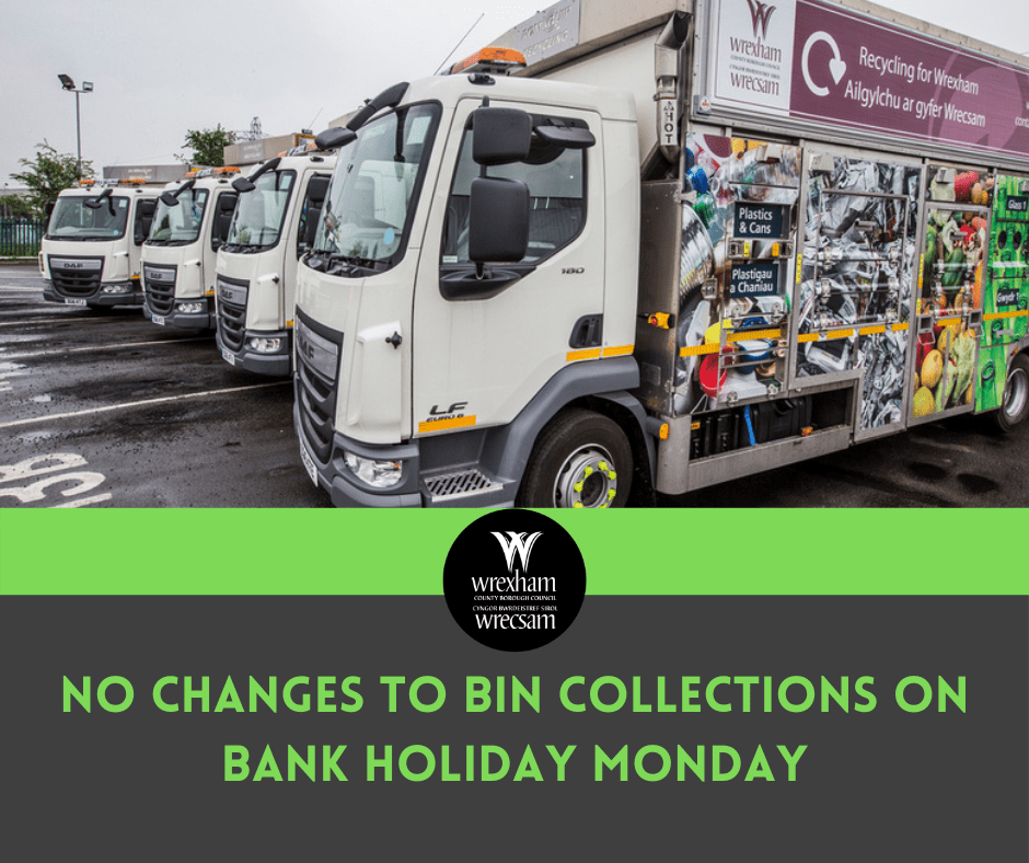 No changes to bin collections this bank holiday Monday