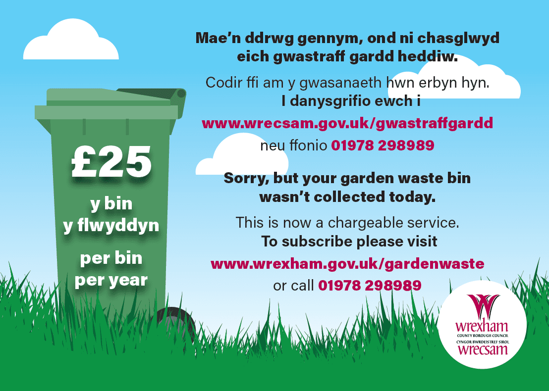 Stickers to remind residents to pay for garden waste collection service