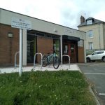 Cefn Mawr library bike and scooter racks