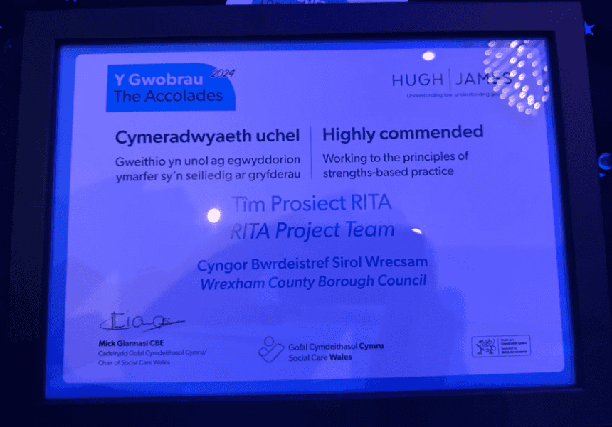 RITA Project Team highly commended by Social Care Wales Accolades 2024