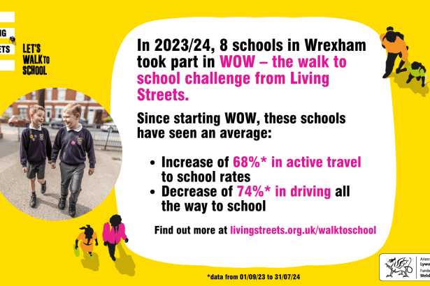 Pupils in Wrexham are starting the day on the right foot with WOW – the walk to school challenge from Living Streets.