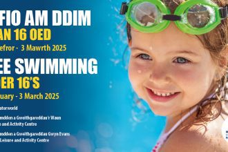 Waterworld Dydd Mercher / Wednesday 12:00-13:00 Dydd Sadwrn / Saturday 15:00-16:00 Dydd Gwener / Friday 13:00-14:00 (Nofio i'r Teulu/Family Swim) Gwyn Evans Dydd Mawrth / Tuesday 14:00-15:00 Dydd Sul / Sunday 13:00-14:00 Dydd Iau / Thursday 14:00-15:00 (Nofio i'r Teulu/Family Swim) Chirk Dydd Sul / Sunday 13:00-14:00 Dydd Llun / Monday 11:00-12:00 (Offer Gwynt/Inflatable) Dydd Gwener / Friday 13:00-14:00 (Nofio i'r Teulu, Fflotiau a Rafftiau/Family Swim, Floats and Rafts)