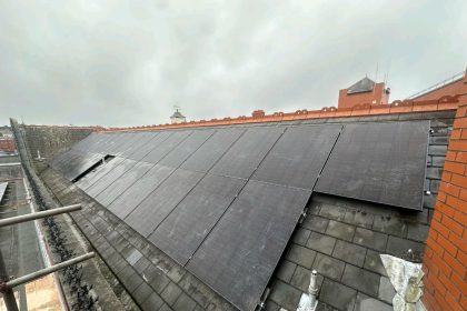 Solar panels on the roof of Ty Pawb
