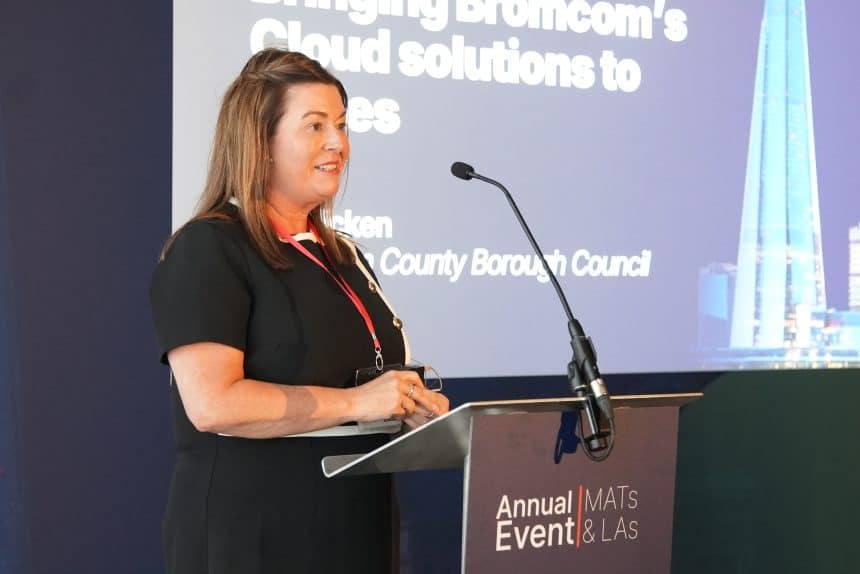 Jan Picken, Senior MIS Support and Training Officer for Wrexham Council as a guest speaker at Bromcom’s annual event at the iconic Shard building in London.
