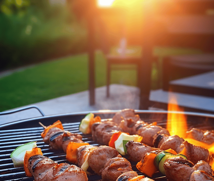 barbecue cooking in warm weather