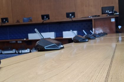The Council Chamber at the Guildhall in Wrexham