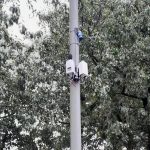 Noise and polution monitoring equipment on Chester Road in Wrexham
