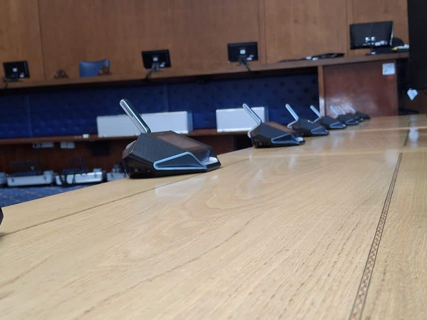 The Council Chamber in the Guildhall, Wrexham