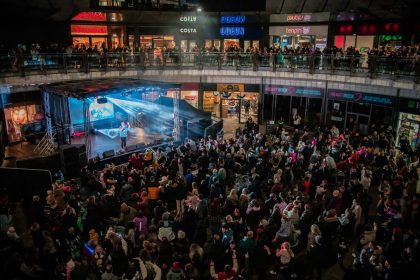 Crowd at Eagles Meadow for Wrexham Christmas Lights Switch On