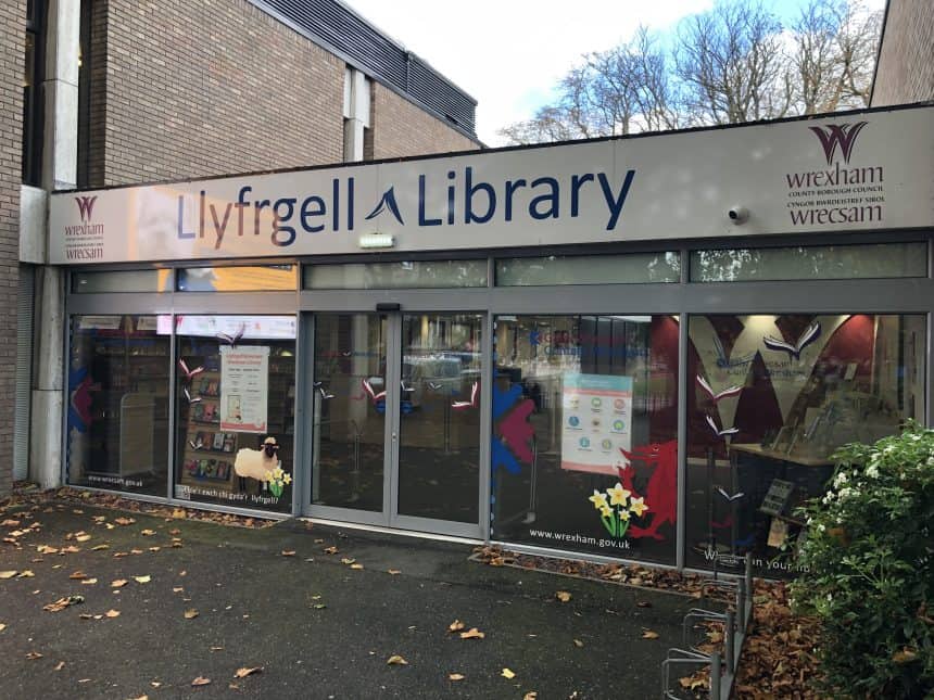 View of the entrance to the Wrexham library