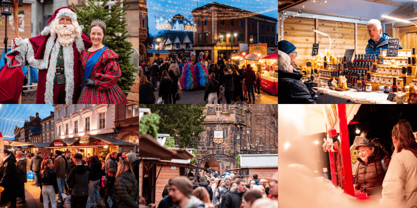 Montage of images from Wrexham Victorian Christmas Market