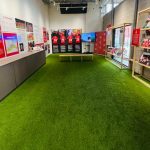 Wide shot of Wrexham AFC exhibition in the gallery space at ty pawb