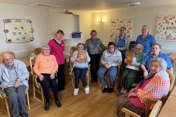 Image: Residents and staff at Penygelli care home in Wrexham.