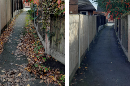 before and after of estate pathway