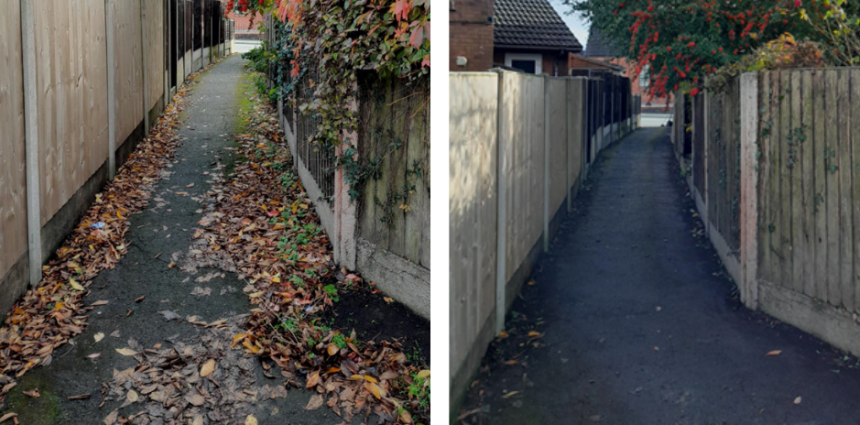 before and after of estate pathway