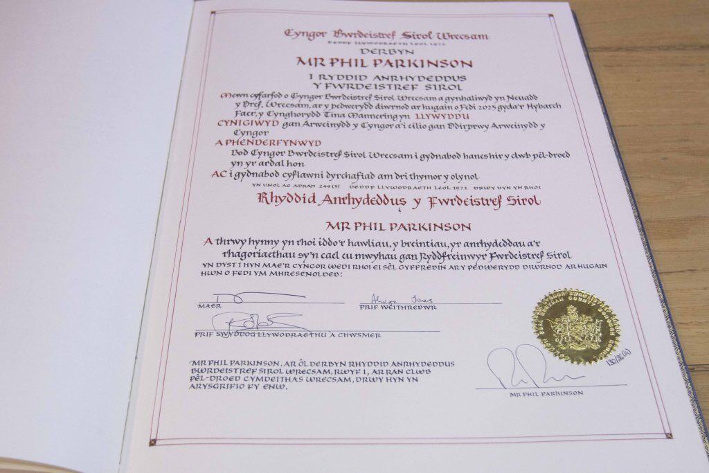 Picture special: Wrexham manager Phil Parkinson receives Freedom of the County Borough