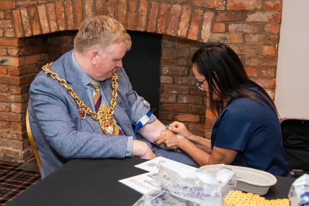 Mayor of Wrexham receiving a PSA screening test