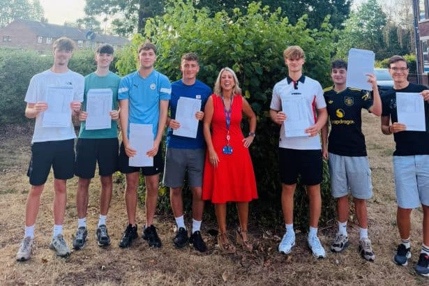 Students at The Maelor School, Penley, celebrating their A Level results today! (13.8.26)