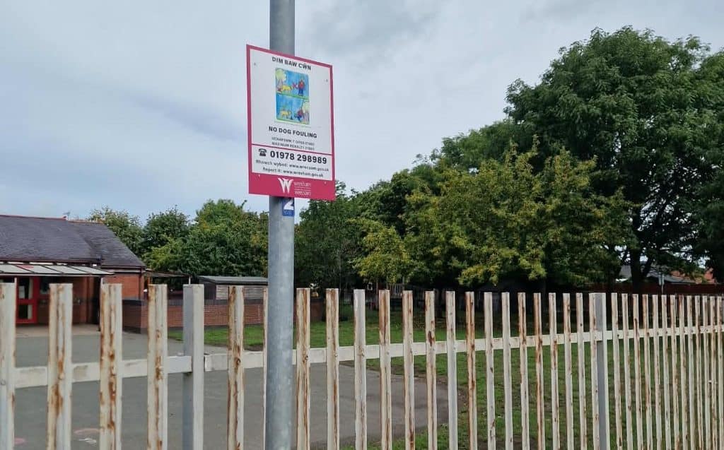 Young designers anti-dog fouling signs begin appearing across Wrexham