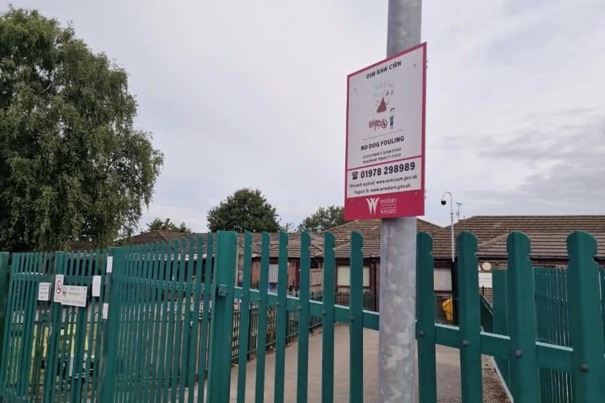 Young designers anti-dog fouling signs begin appearing across Wrexham