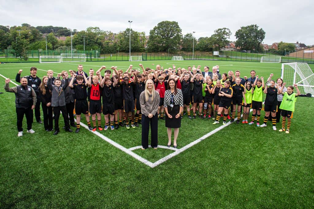 Rhiannon Roberts cuts the ribbon at Wrexham’s newest 3G pitch