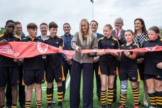 Rhiannon Roberts cuts the ribbon at Wrexham’s newest 3G pitch