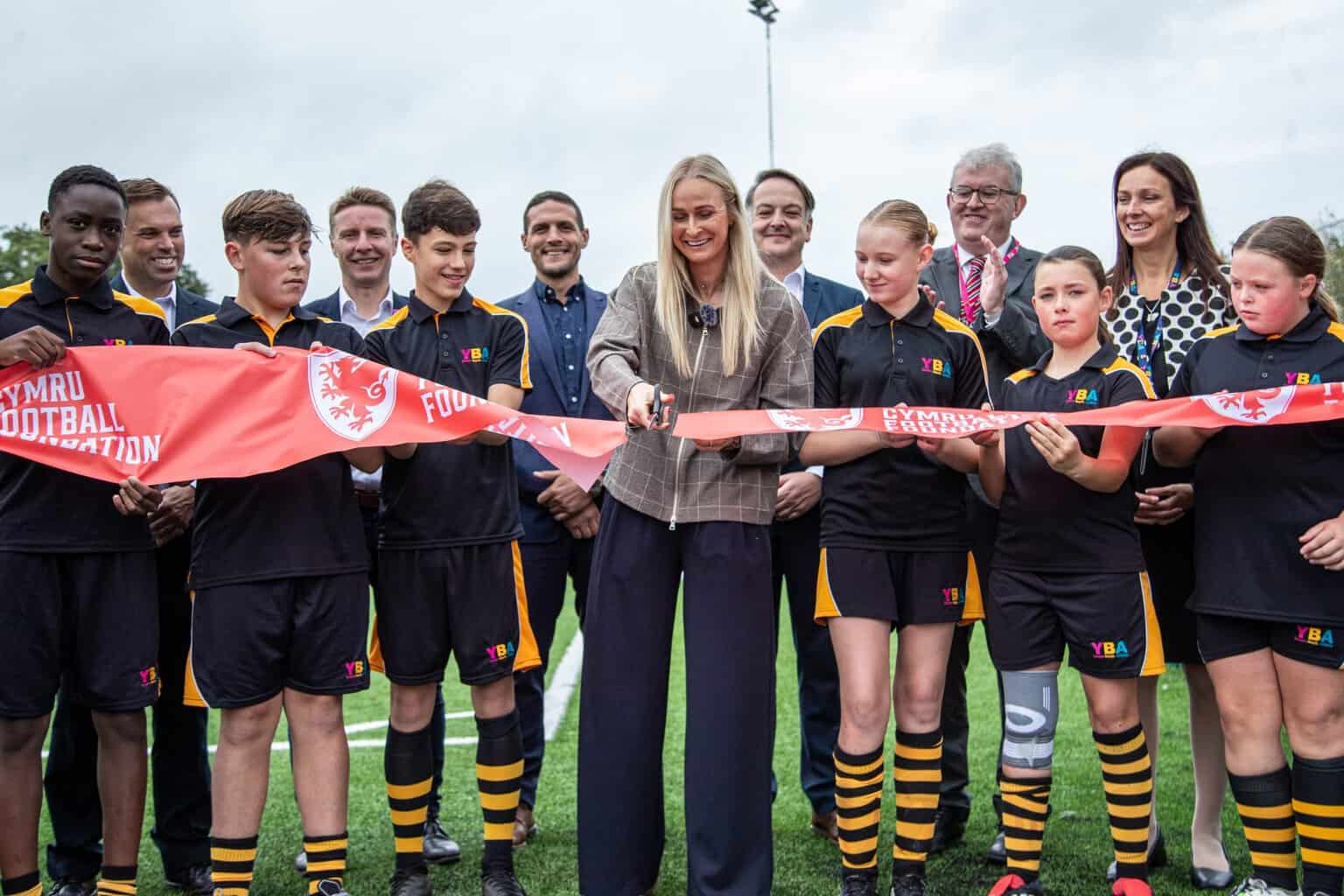 Rhiannon Roberts cuts the ribbon at Wrexham’s newest 3G pitch