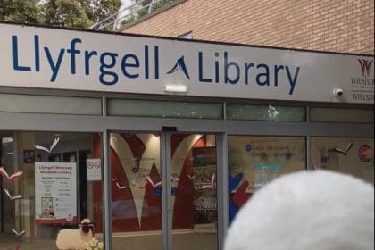 Horace outside Wrexham Library
